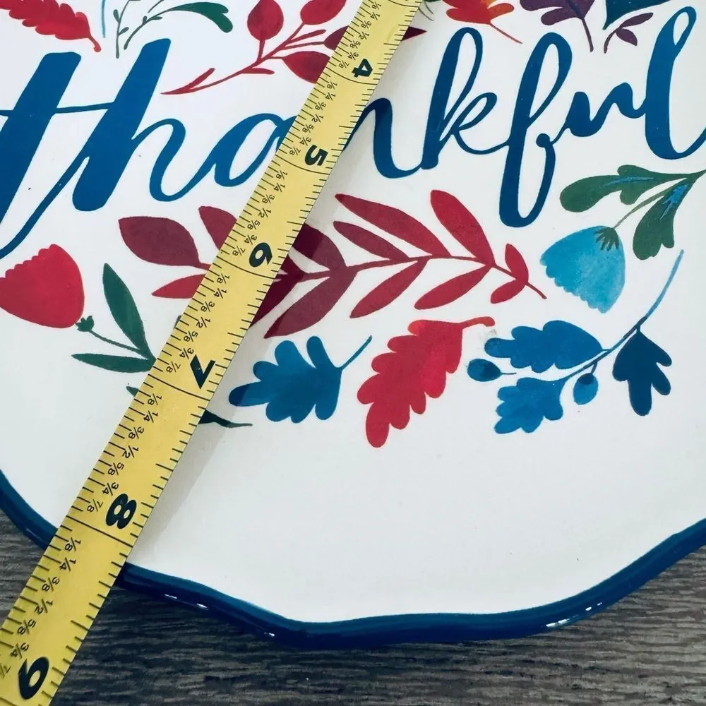 Fall Autumn Gather Thankful Ceramic Serving Plates Set